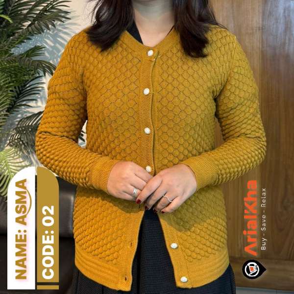 Full Sleeve Stitched Woolen Cardigan for Women