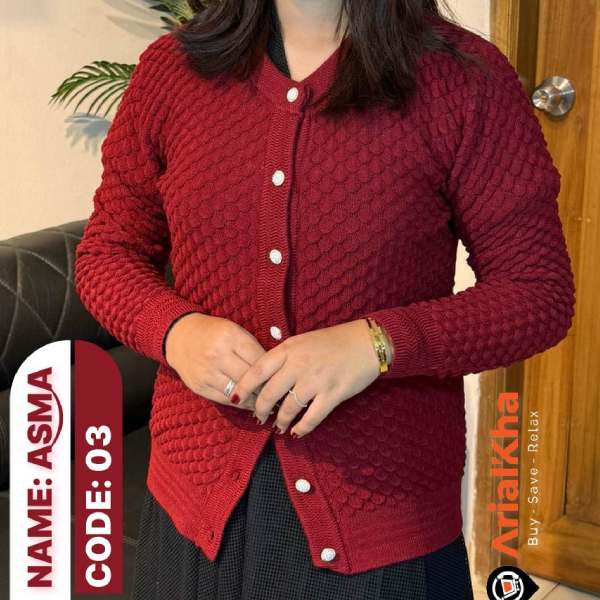 Full Sleeve Stitched Woolen Cardigan for Women