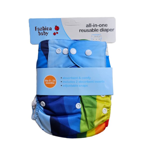 All-in-One Reusable Baby Cloth Diaper (0-24 Months) - Washable & Adjustable Pocket Diaper