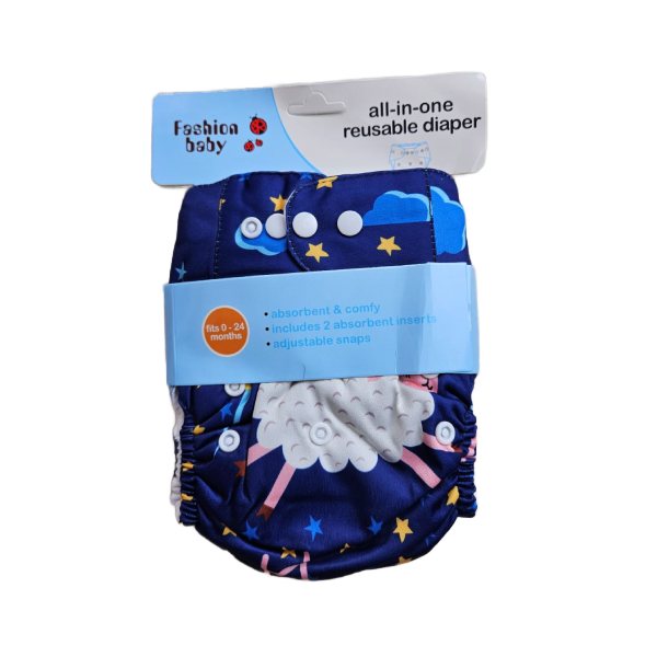 All-in-One Reusable Baby Cloth Diaper (0-24 Months) - Washable & Adjustable Pocket Diaper