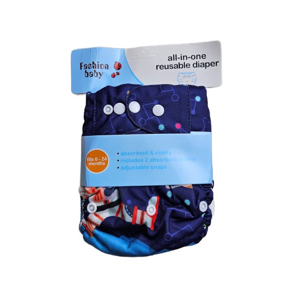 All-in-One Reusable Baby Cloth Diaper (0-24 Months) - Washable & Adjustable Pocket Diaper