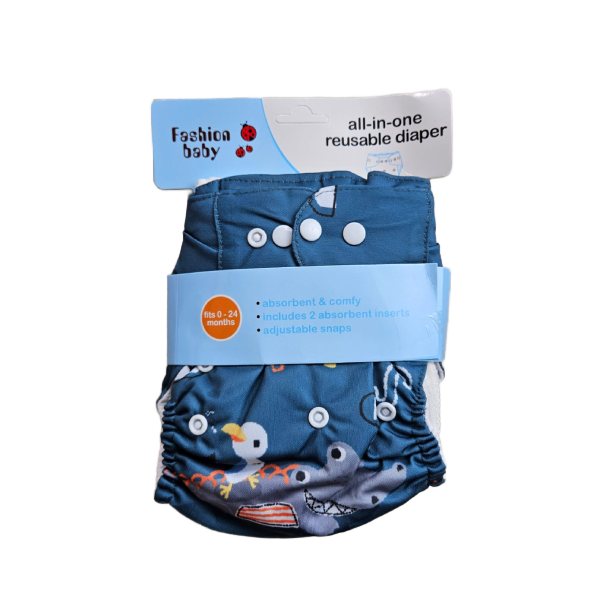 All-in-One Reusable Baby Cloth Diaper (0-24 Months) - Washable & Adjustable Pocket Diaper