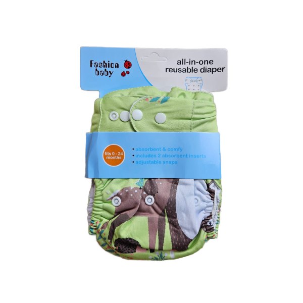 All-in-One Reusable Baby Cloth Diaper (0-24 Months) - Washable & Adjustable Pocket Diaper