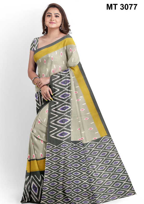 Modern Abstract Border Digital Printed Tissue Saree
