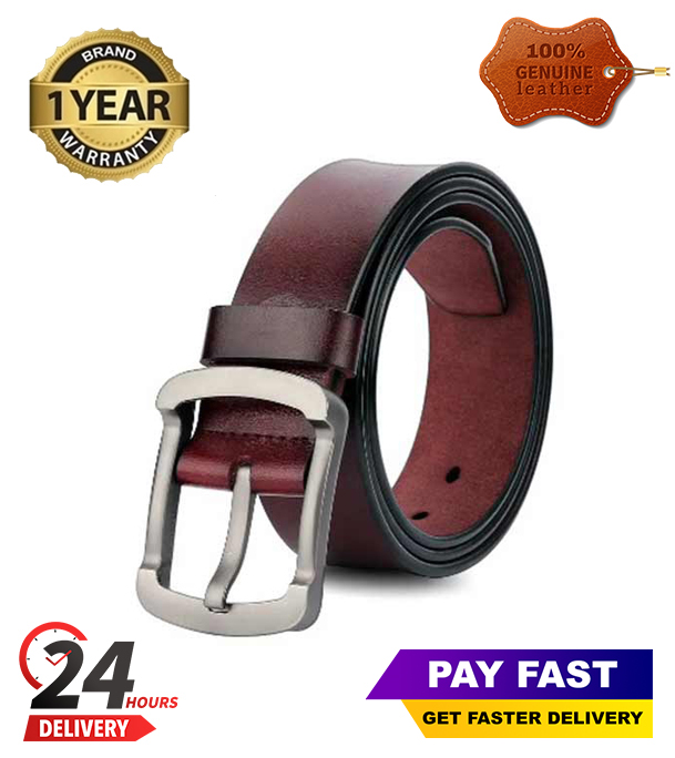 Genuine Leather Belt Chocolate Color With Round Style