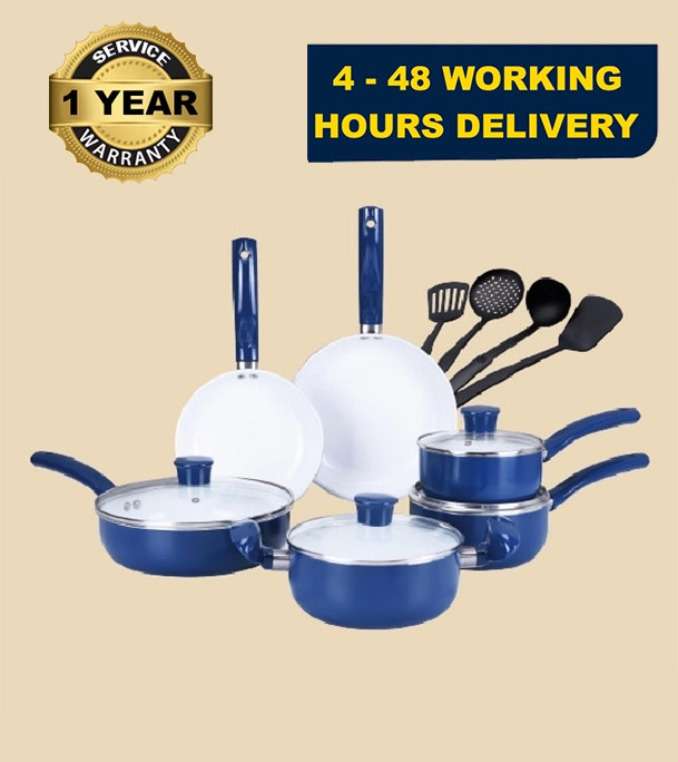 Gazi Non-Stick Cookware Set PRB-14C Blue (Best Price)