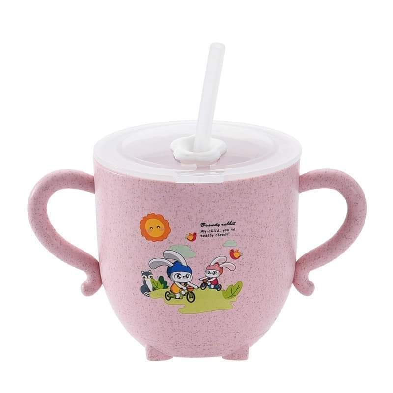 2 in 1 Straw Feeding Cup  Glass with handle