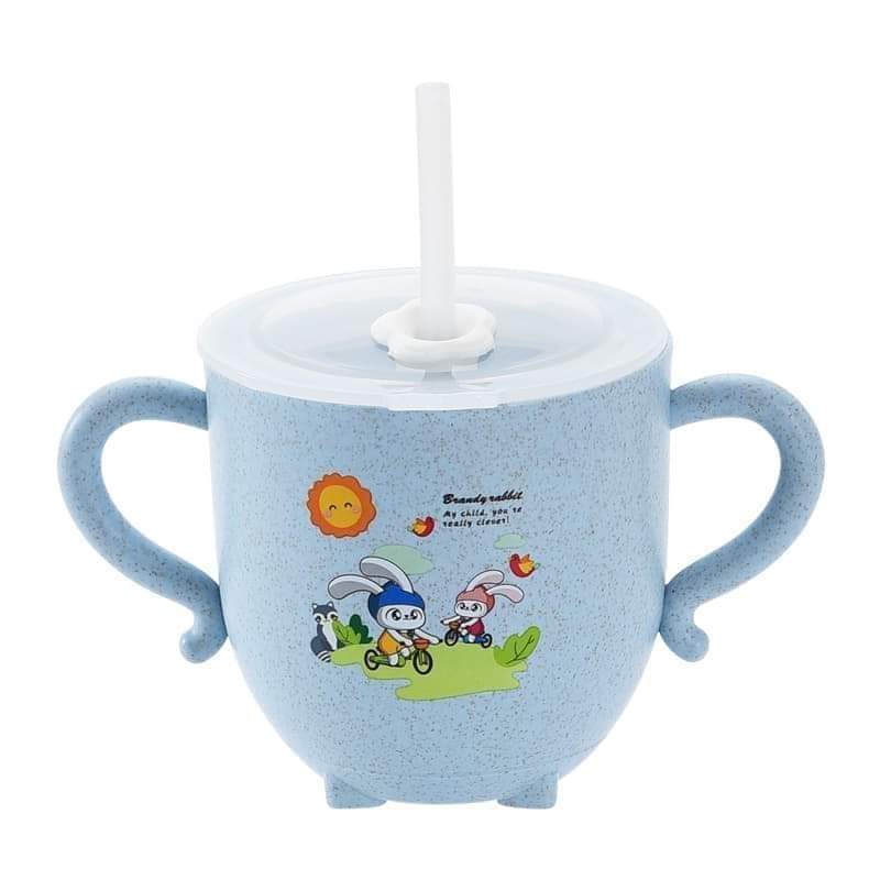 2 in 1 Straw Feeding Cup  Glass with handle