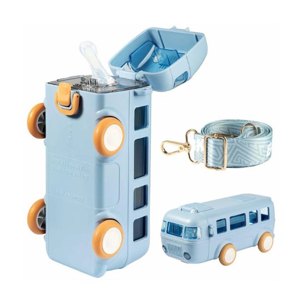 Bus Design Straw Water Bottle