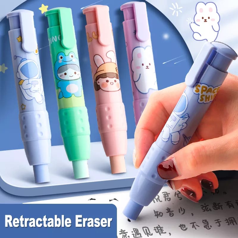Cartoon Pressing Pen like Pencil Eraser Set