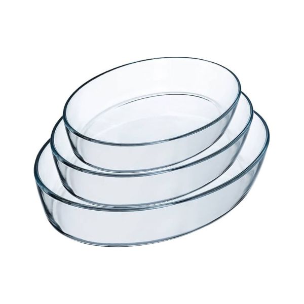 3 Piece Tempered Glass Oval Casserole Set