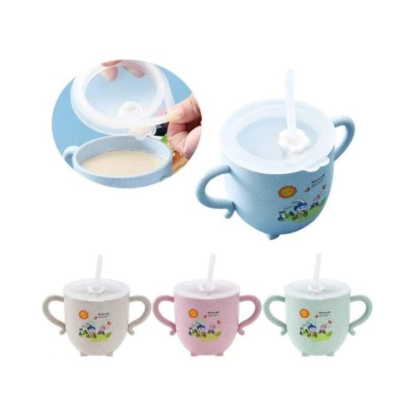 2 in 1 Straw Feeding Cup  Glass with handle