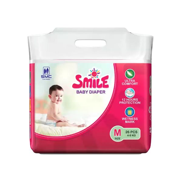 SMC Smile Belt System Baby Diaper (Size-M) (4-9kg) (26Pcs)