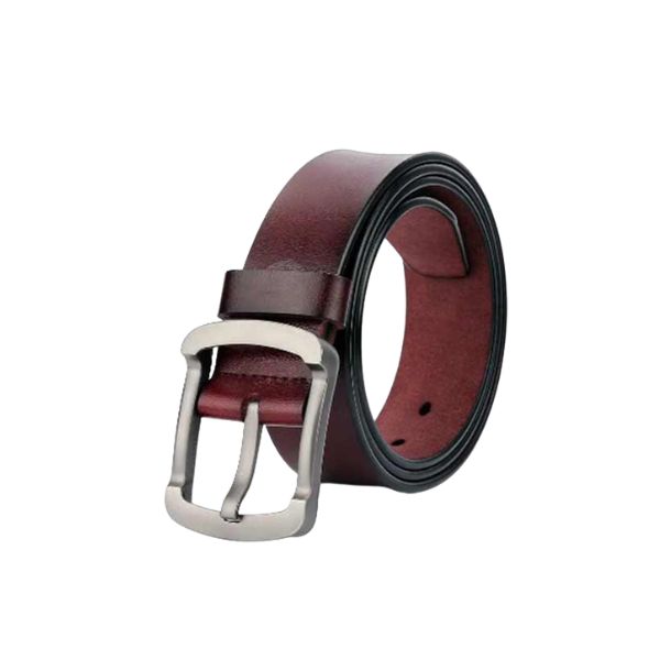 Genuine Leather Belt Chocolate Color With Round Style