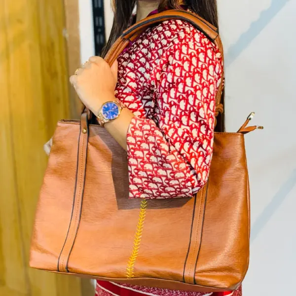Rowallan Large Tan Leather Tote Bag, Shoulder Bag
