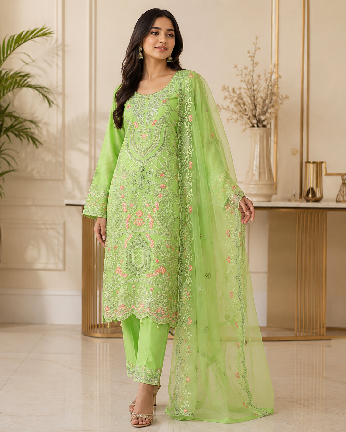 Embroidered Soft Georgette Three Piece (272)-
