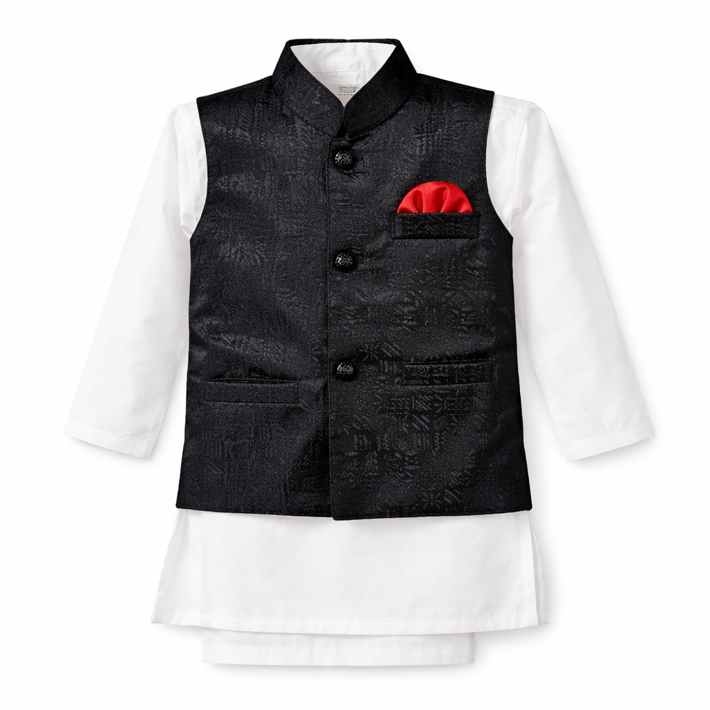 Panjabi (Kurta) Set (Black&White) For Kids